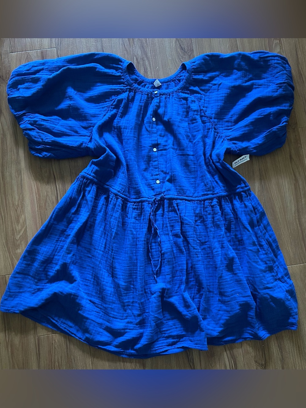 New Old Navy Bright Royal Blue Button-Front Gauze Dress XXL